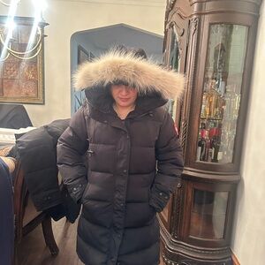 Canada Goose Black Puffer Coat with Fur Hood